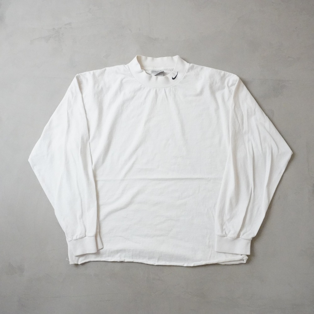 Vintage Nike Mock Neck Long Sleeve Shirt XL Mens 90s White Embroidered Swoosh